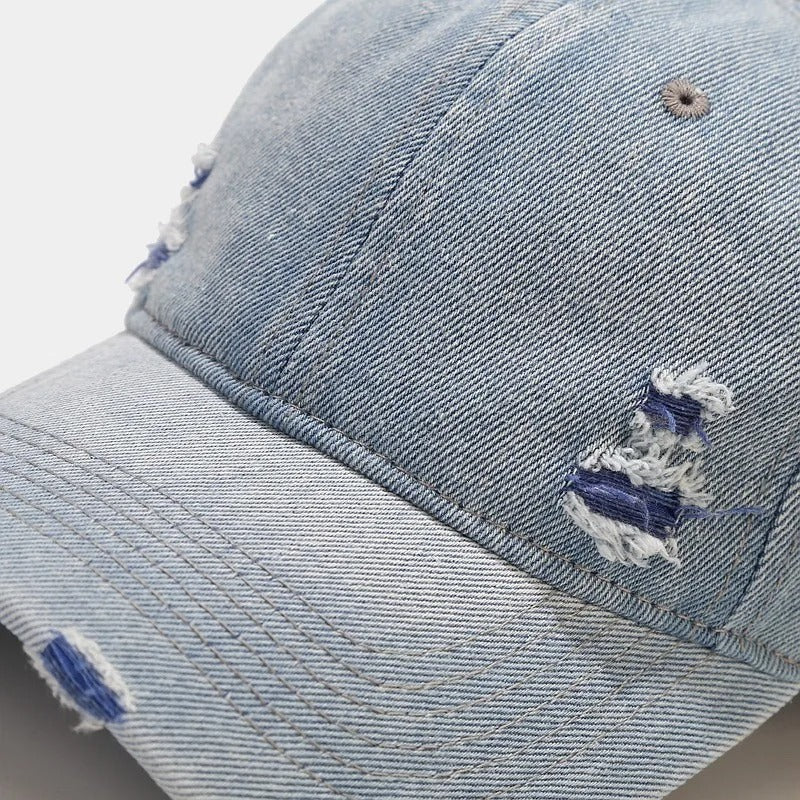 Aura - Vintage Washed Denim Cap – Unisex Street Style Snapback