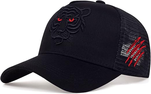 Embroidered Tiger Mesh Snapback Trucker Cap