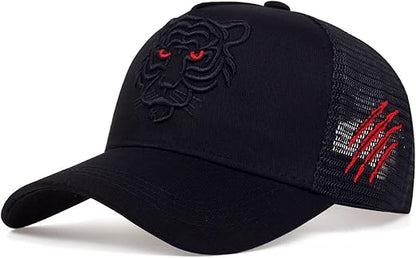 Embroidered Tiger Mesh Snapback Trucker Cap