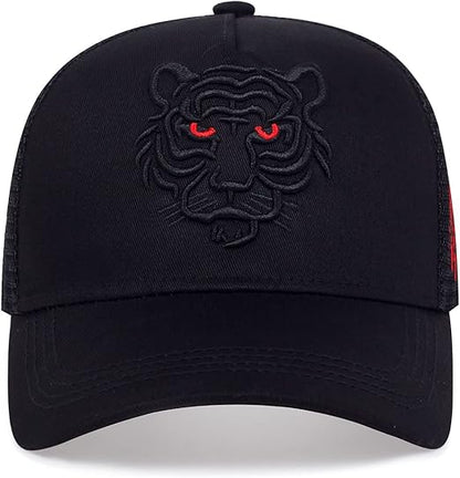 Embroidered Tiger Mesh Snapback Trucker Cap